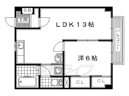 片町線 津田駅 徒歩4分 2階建 築32年(1LDK/1階)の間取り写真