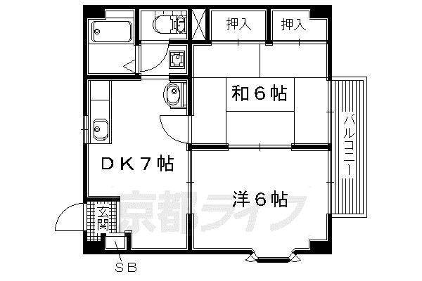 片町線 津田駅 徒歩4分 2階建 築32年(2DK/1階)の間取り写真
