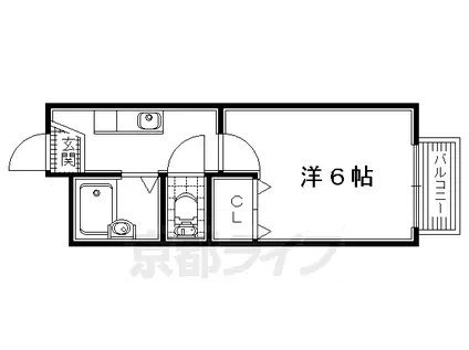 京阪電気鉄道交野線 星ケ丘駅(大阪) 徒歩13分 2階建 築34年(1K/2階)の間取り写真