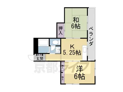 京阪電気鉄道京阪線 樟葉駅 徒歩12分 4階建 築39年(2DK/2階)の間取り写真