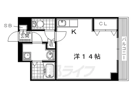 京阪電気鉄道京阪線 御殿山駅 徒歩8分 6階建 築12年(ワンルーム/2階)の間取り写真