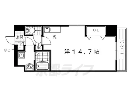 京阪電気鉄道京阪線 御殿山駅 徒歩8分 6階建 築11年(ワンルーム/2階)の間取り写真