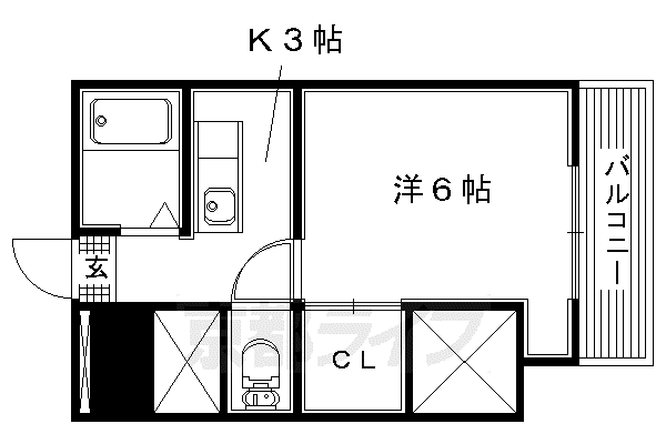 片町線 長尾駅(大阪) 徒歩3分 5階建 築38年(1K/2階)の間取り写真