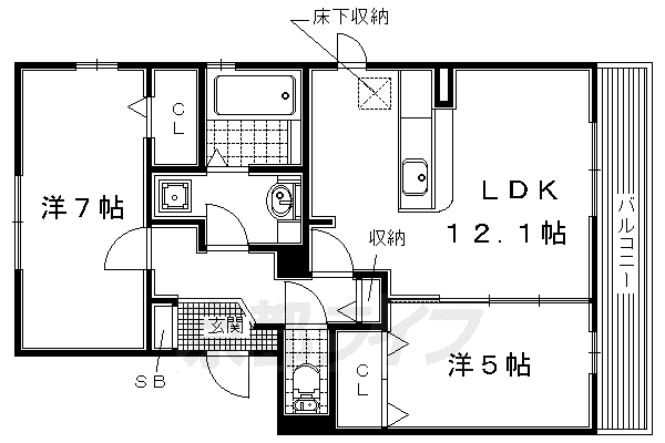 片町線 長尾駅(大阪) 徒歩8分 3階建 築9年(2LDK/1階)の間取り写真