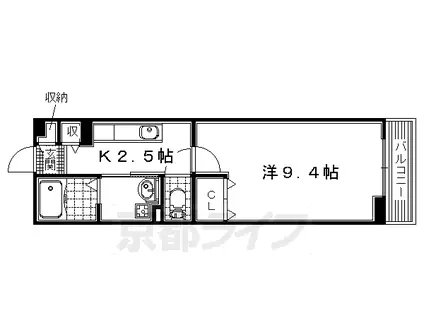 札幌市東西線 琴似駅(札幌市営) 徒歩8分 2階建 築14年(1K/2階)の間取り写真
