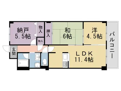 片町線 津田駅 徒歩2分 3階建 築29年(3LDK/2階)の間取り写真
