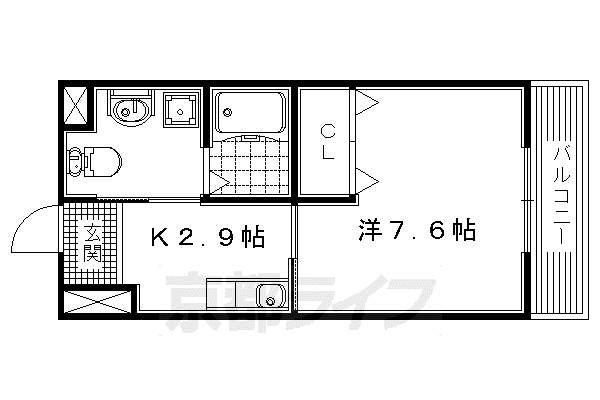京阪電気鉄道京阪線 御殿山駅 徒歩3分 3階建 築18年(1K/2階)の間取り写真