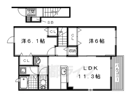 片町線 藤阪駅 徒歩42分 2階建 築12年(2LDK/2階)の間取り写真