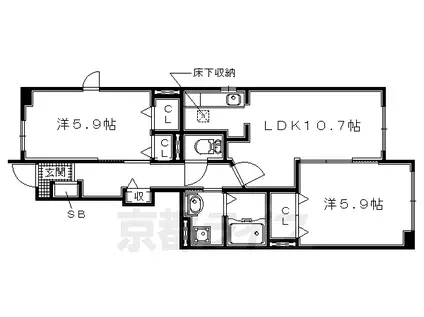 京阪電気鉄道京阪線 樟葉駅 徒歩13分 2階建 築16年(2LDK/1階)の間取り写真