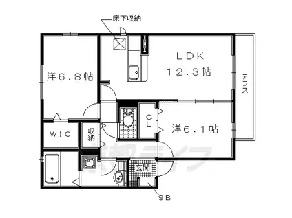 京阪電気鉄道京阪線 牧野駅 徒歩15分 2階建 築9年(2LDK/2階)の間取り写真