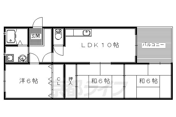 片町線 藤阪駅 徒歩7分 3階建 築31年(3LDK/1階)の間取り写真