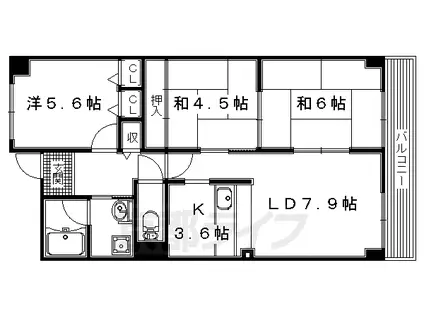 京阪電気鉄道京阪線 樟葉駅 徒歩23分 5階建 築29年(3LDK/3階)の間取り写真