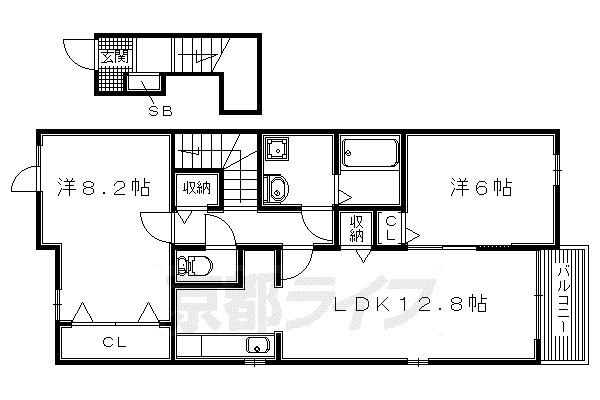 片町線 藤阪駅 徒歩6分 2階建 築9年(2LDK/2階)の間取り写真