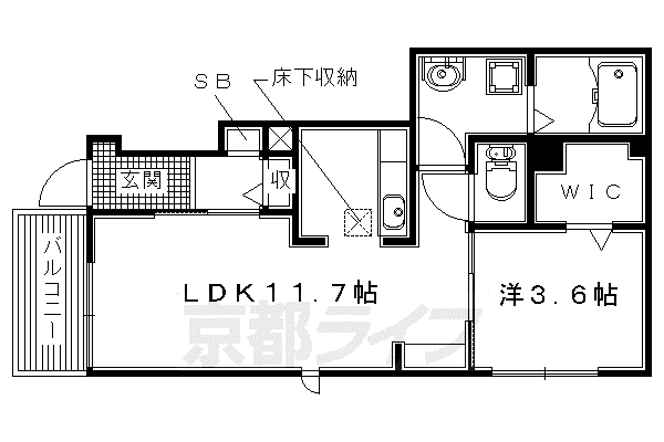 京阪電気鉄道京阪線 樟葉駅 徒歩19分 2階建 築9年(1LDK/1階)の間取り写真
