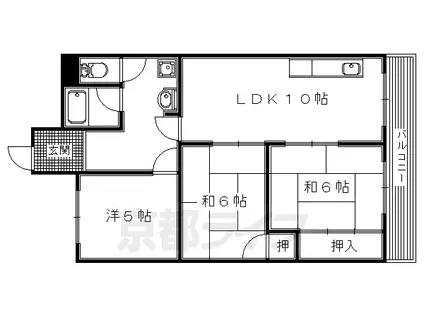 片町線 長尾駅(大阪) 徒歩23分 9階建 築48年(3LDK/2階)の間取り写真