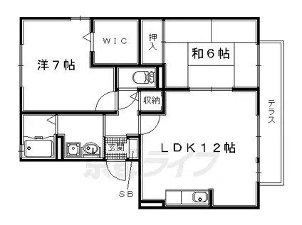 京阪電気鉄道京阪線 枚方市駅 徒歩7分 3階建 築26年(2LDK/1階)の間取り写真