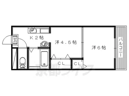 京阪電気鉄道京阪線 枚方市駅 徒歩7分 3階建 築25年(2K/3階)の間取り写真