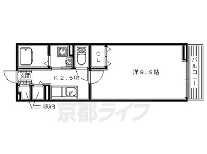 京阪電気鉄道交野線 宮之阪駅 徒歩20分 2階建 築18年(1K/2階)の間取り写真