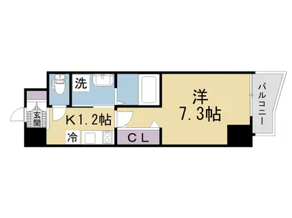 京阪電気鉄道京阪線 枚方公園駅 徒歩2分 5階建 築12年(1K/5階)の間取り写真