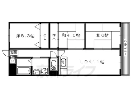 京阪電気鉄道京阪線 枚方市駅 徒歩6分 6階建 築38年(3LDK/2階)の間取り写真