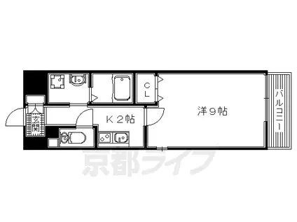 京阪電気鉄道京阪線 枚方市駅 徒歩6分 5階建 築20年(1K/5階)の間取り写真