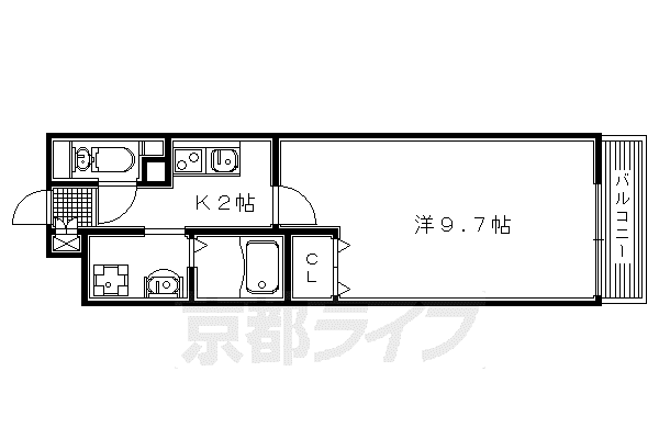 京阪電気鉄道京阪線 枚方市駅 徒歩6分 5階建 築21年(1K/5階)の間取り写真