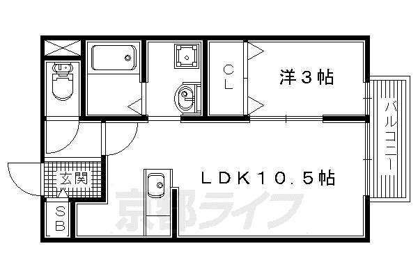 京阪電気鉄道京阪線 樟葉駅 徒歩17分 2階建 築18年(1LDK/1階)の間取り写真