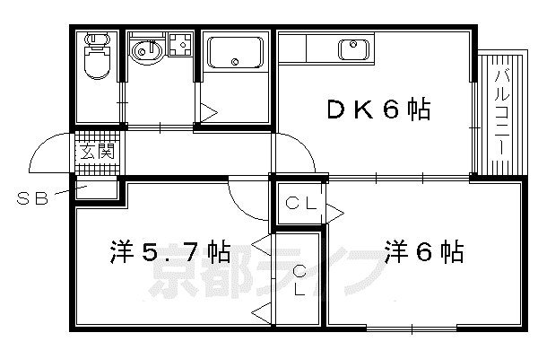 京阪電気鉄道京阪線 光善寺駅 徒歩17分 2階建 築17年(1LDK/2階)の間取り写真