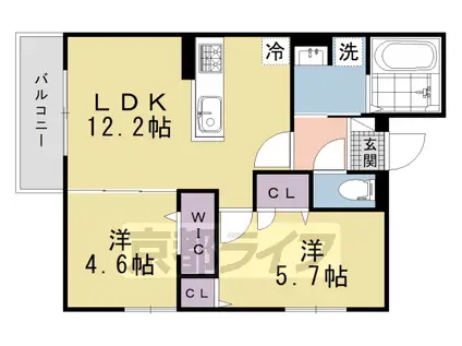 京都市烏丸線 北大路駅 徒歩9分 3階建 新築(2LDK/2階)の間取り写真