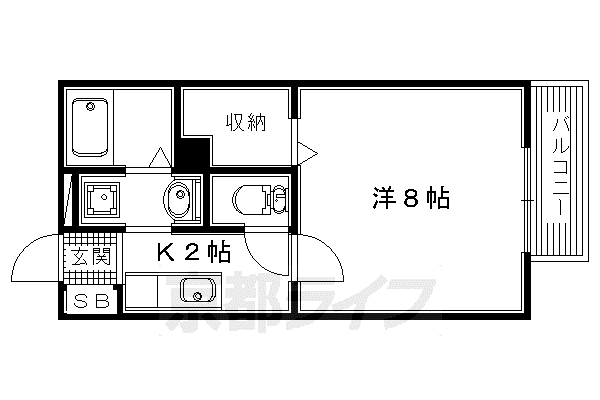 京阪電気鉄道京阪線 枚方公園駅 徒歩9分 2階建 築23年(1K/1階)の間取り写真