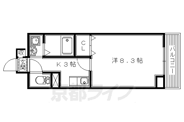京阪電気鉄道京阪線 枚方市駅 徒歩6分 10階建 築20年(1K/3階)の間取り写真