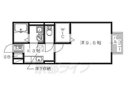 片町線 藤阪駅 徒歩28分 2階建 築21年(1K/1階)の間取り写真