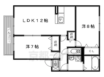 片町線 星田駅 徒歩27分 2階建 築20年(2LDK/2階)の間取り写真