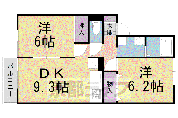 ヴェルドミール出口(2DK/2階)の間取り写真