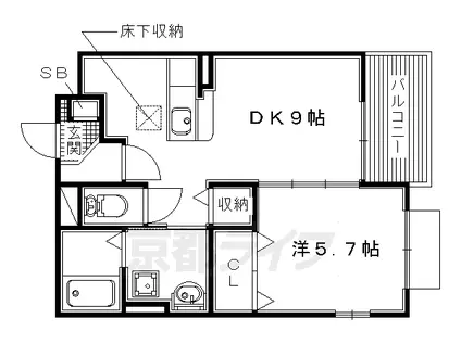 京阪電気鉄道京阪線 樟葉駅 徒歩19分 3階建 築8年(1DK/1階)の間取り写真