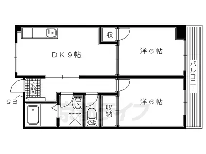 京阪電気鉄道交野線 星ケ丘駅(大阪) 徒歩14分 3階建 築31年(2DK/2階)の間取り写真