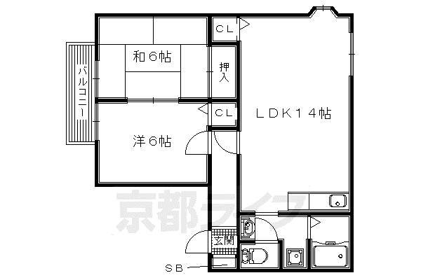 片町線 津田駅 徒歩5分 2階建 築27年(2LDK/1階)の間取り写真