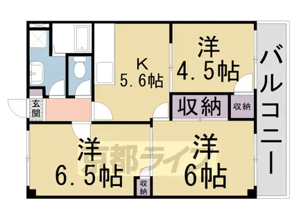 片町線 星田駅 徒歩20分 4階建 築32年(3DK/2階)の間取り写真