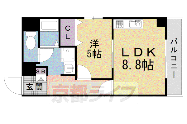片町線 津田駅 徒歩3分 6階建 築18年(1LDK/6階)の間取り写真