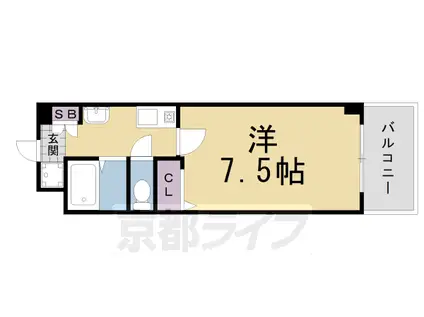 片町線 津田駅 徒歩3分 6階建 築18年(1K/3階)の間取り写真