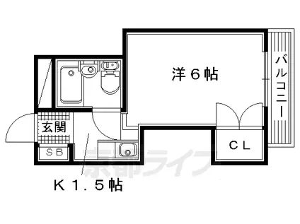 京阪電気鉄道京阪線 樟葉駅 徒歩14分 4階建 築40年(1K/2階)の間取り写真