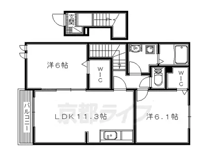 京阪電気鉄道京阪線 樟葉駅 徒歩23分 2階建 築14年(2LDK/2階)の間取り写真