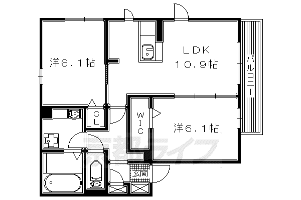 片町線 長尾駅(大阪) 徒歩7分 2階建 築12年(2LDK/2階)の間取り写真
