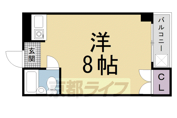 京阪電気鉄道京阪線 御殿山駅 徒歩8分 3階建 築39年(ワンルーム/1階)の間取り写真