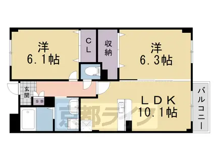 京阪電気鉄道京阪線 光善寺駅 徒歩5分 3階建 築18年(2LDK/1階)の間取り写真