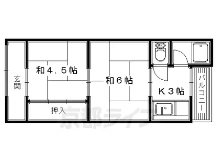 京阪電気鉄道京阪線 牧野駅 徒歩10分 2階建 築52年(2K/2階)の間取り写真
