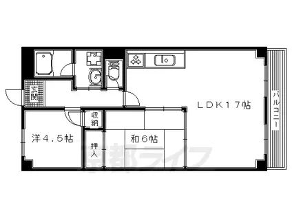 京阪電気鉄道交野線 宮之阪駅 徒歩10分 4階建 築38年(2LDK/1階)の間取り写真