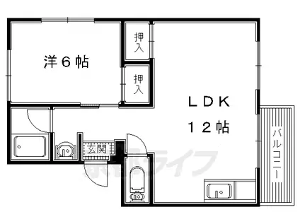 京阪電気鉄道交野線 宮之阪駅 徒歩13分 2階建 築50年(1LDK/1階)の間取り写真