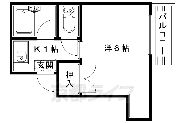 京阪電気鉄道京阪線 光善寺駅 徒歩8分 8階建 築35年(1K/6階)の間取り写真