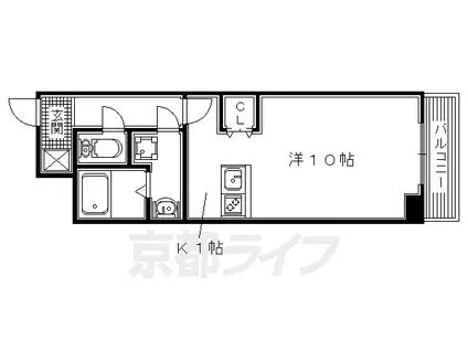 京阪電気鉄道京阪線 牧野駅 徒歩3分 10階建 築7年(1K/5階)の間取り写真